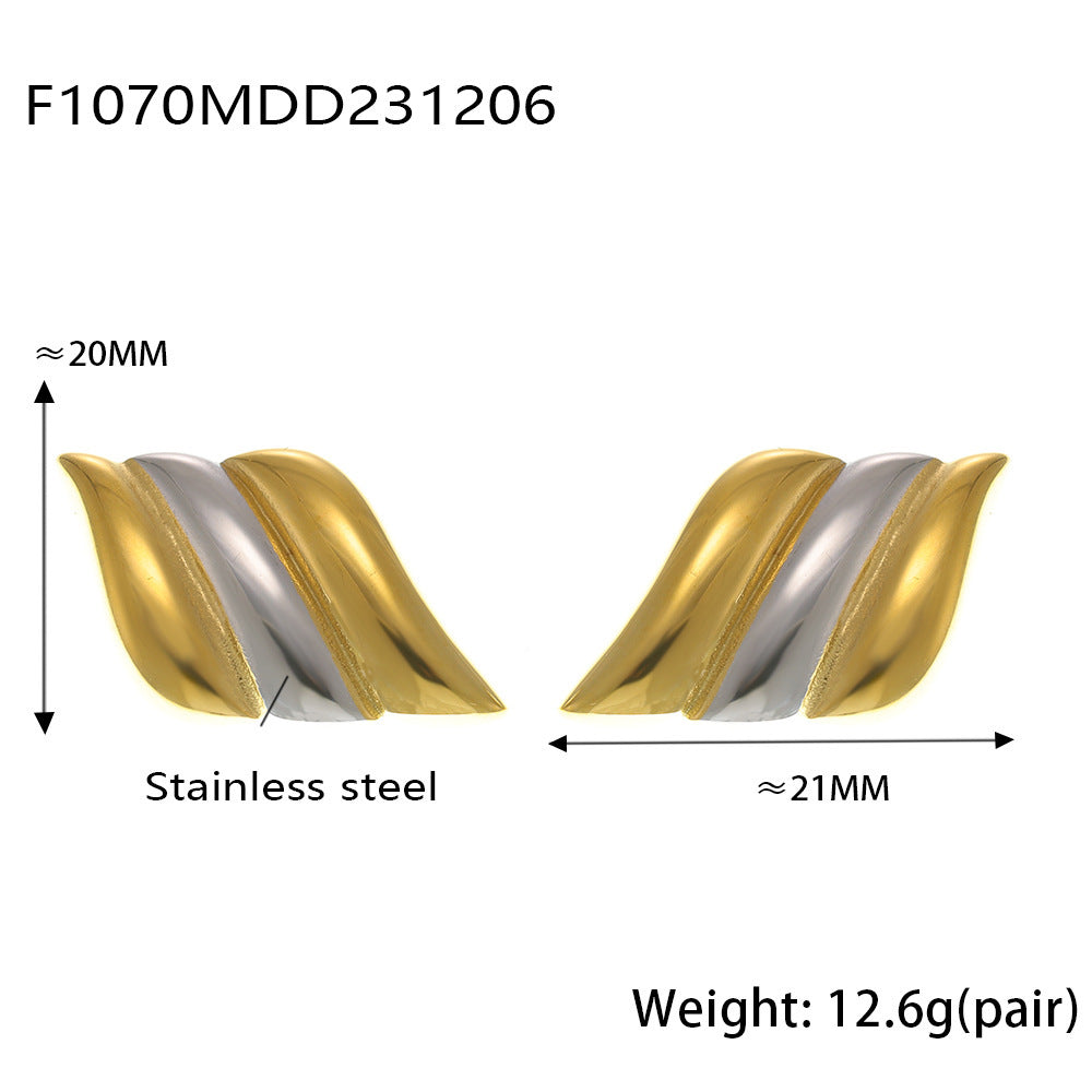 316L Stainless Steel Geometric Two-Tone Enamel Stud Earrings - Image 10
