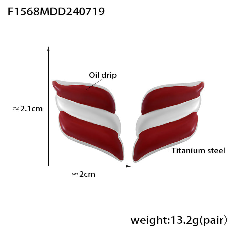316L Stainless Steel Geometric Two-Tone Enamel Stud Earrings - Image 11