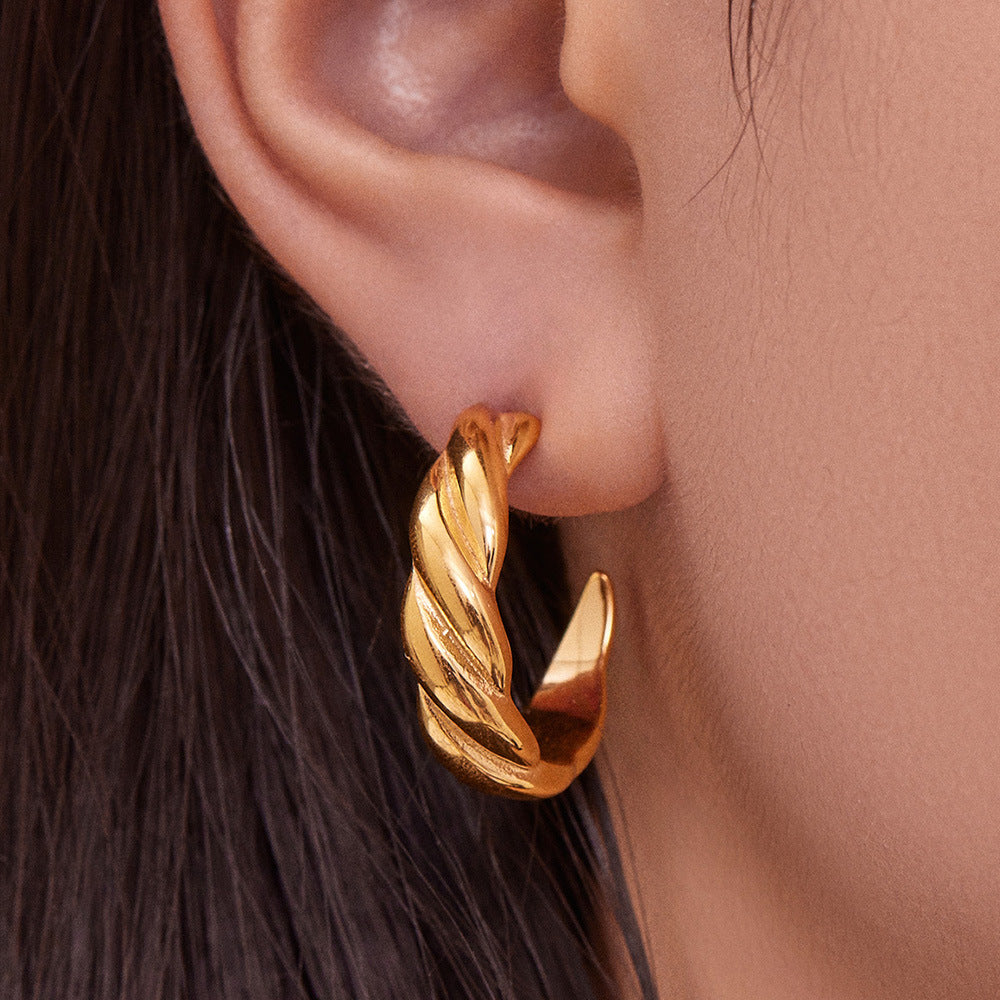 316L Stainless Steel C-Hoop Spiral Enamel Drop Earrings
