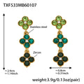 Green Zircon Flower Drop Earrings