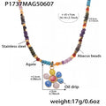 Natural Stone Flower Pendant / 40-47cm Adjustable