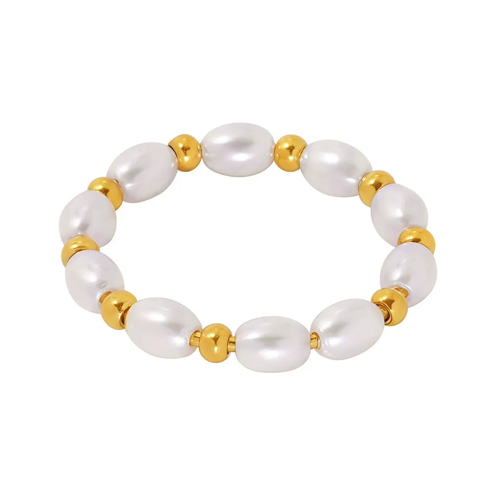 316L Stainless Steel Hand-Beaded Pearl Ring - Image 5