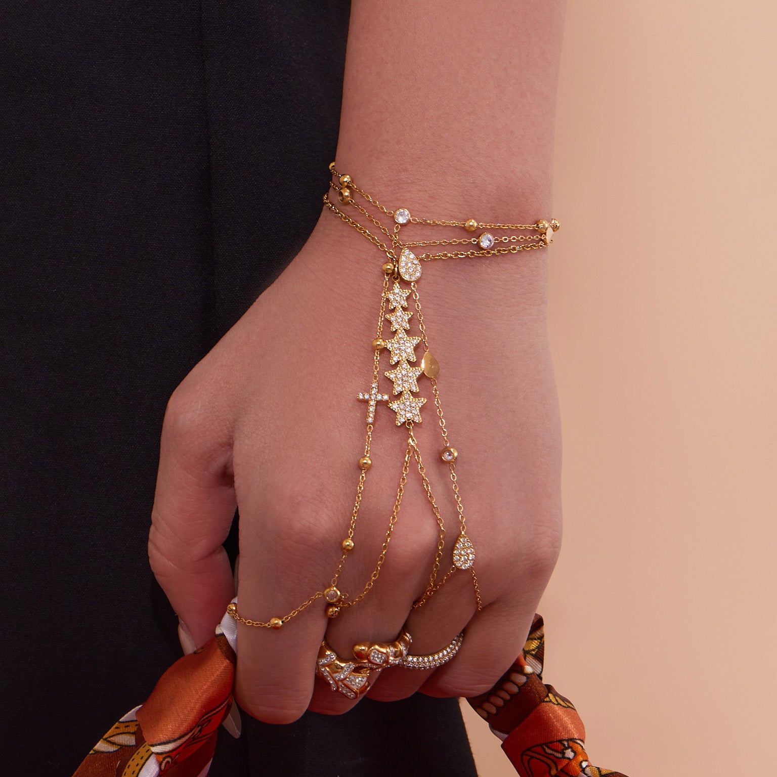 316L Stainless Steel 18K PVD Gold Hand Chain Bracelet made with 316L stainless steel and 18K PVD gold finish for wholesale jewelry buyers - image 31