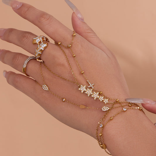 316L Stainless Steel 18K PVD Gold Hand Chain Bracelet made with 316L stainless steel and 18K PVD gold finish for wholesale jewelry buyers - image 33