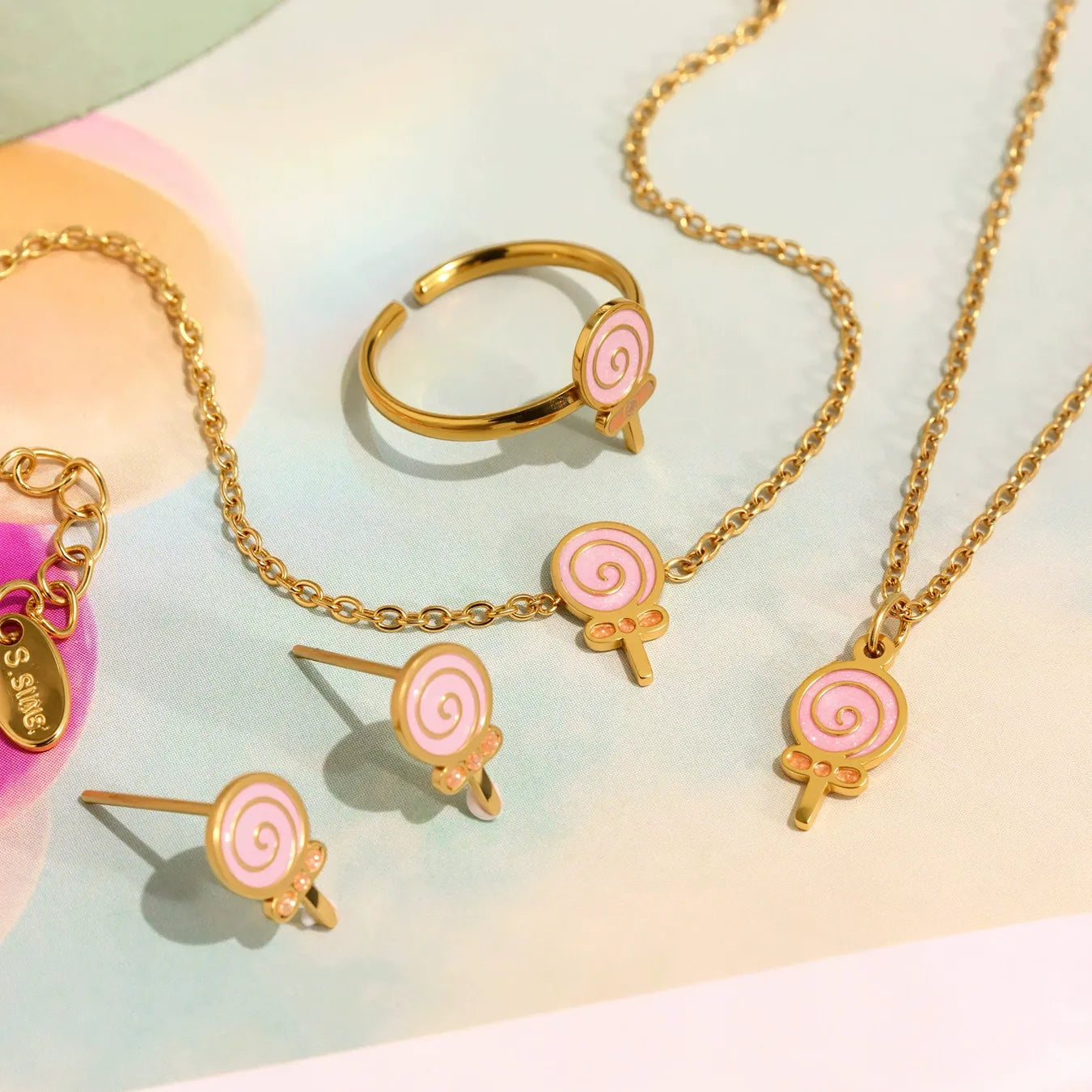 316L Stainless Steel Hand-Painted Enamel Lollipop Jewelry Collection - Image 2