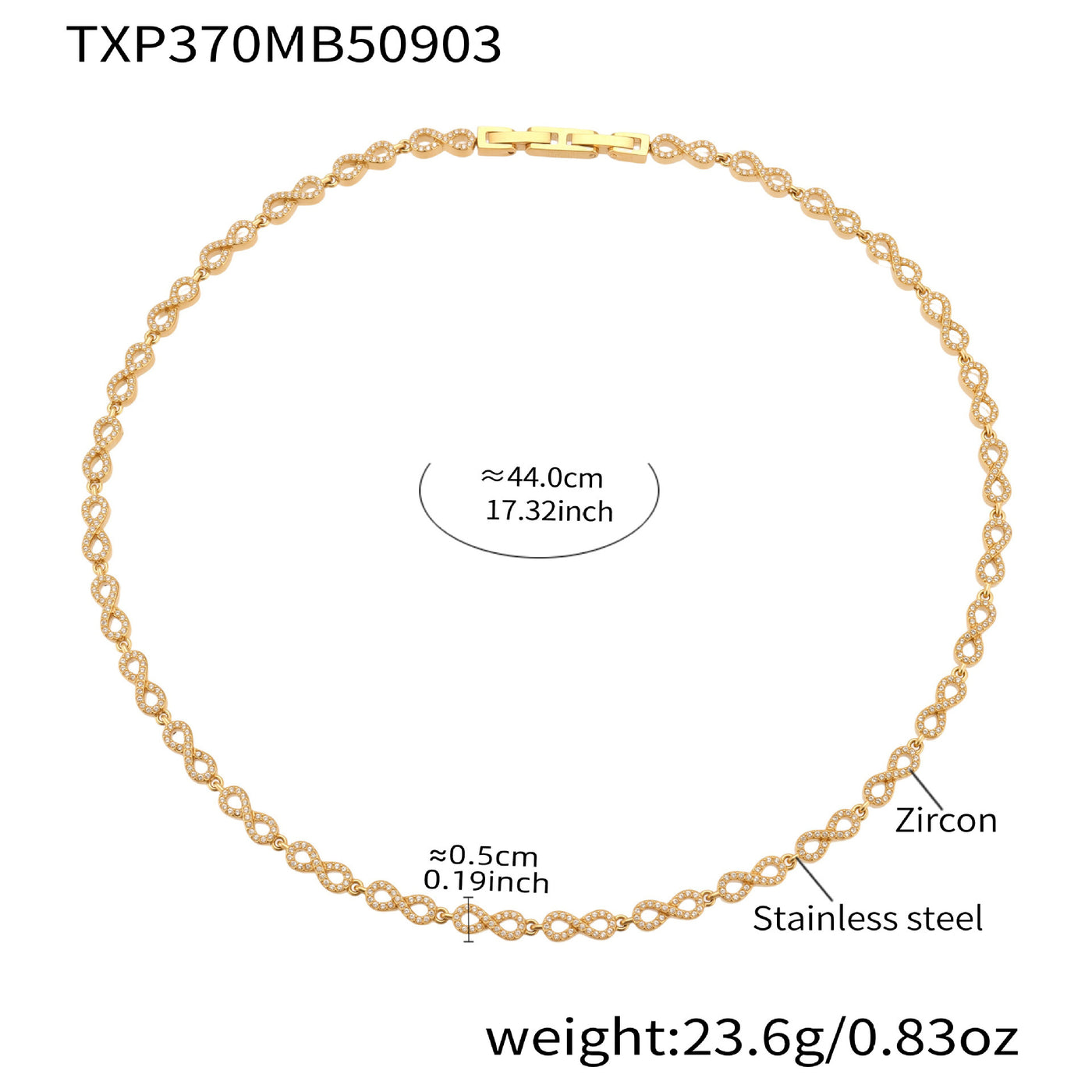 316L Stainless Steel Hand-Set 5A Zircon Interlocking Clasp Bracelet & Necklace - Image 18