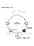 Black Glass Stone Steel Bracelet 16+5cm