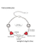Red Glass Stone Steel Bracelet 16+5cm
