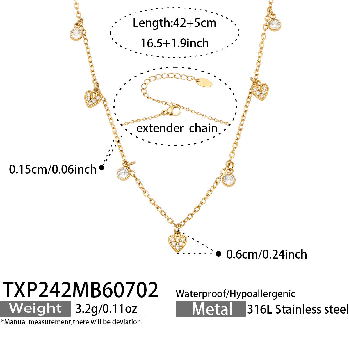 316L Stainless Steel 18K PVD Gold Heart Necklace made with 316L stainless steel and 18K PVD gold finish for wholesale jewelry buyers - image 10