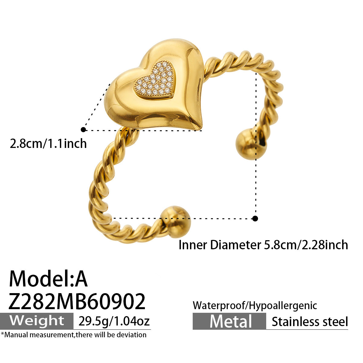 316L Stainless Steel 18K PVD Gold Heart Necklace made with 316L stainless steel and 18K PVD gold finish for wholesale jewelry buyers - image 15