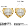 Gold White Faux Pearl Heart Earrings / Earrings