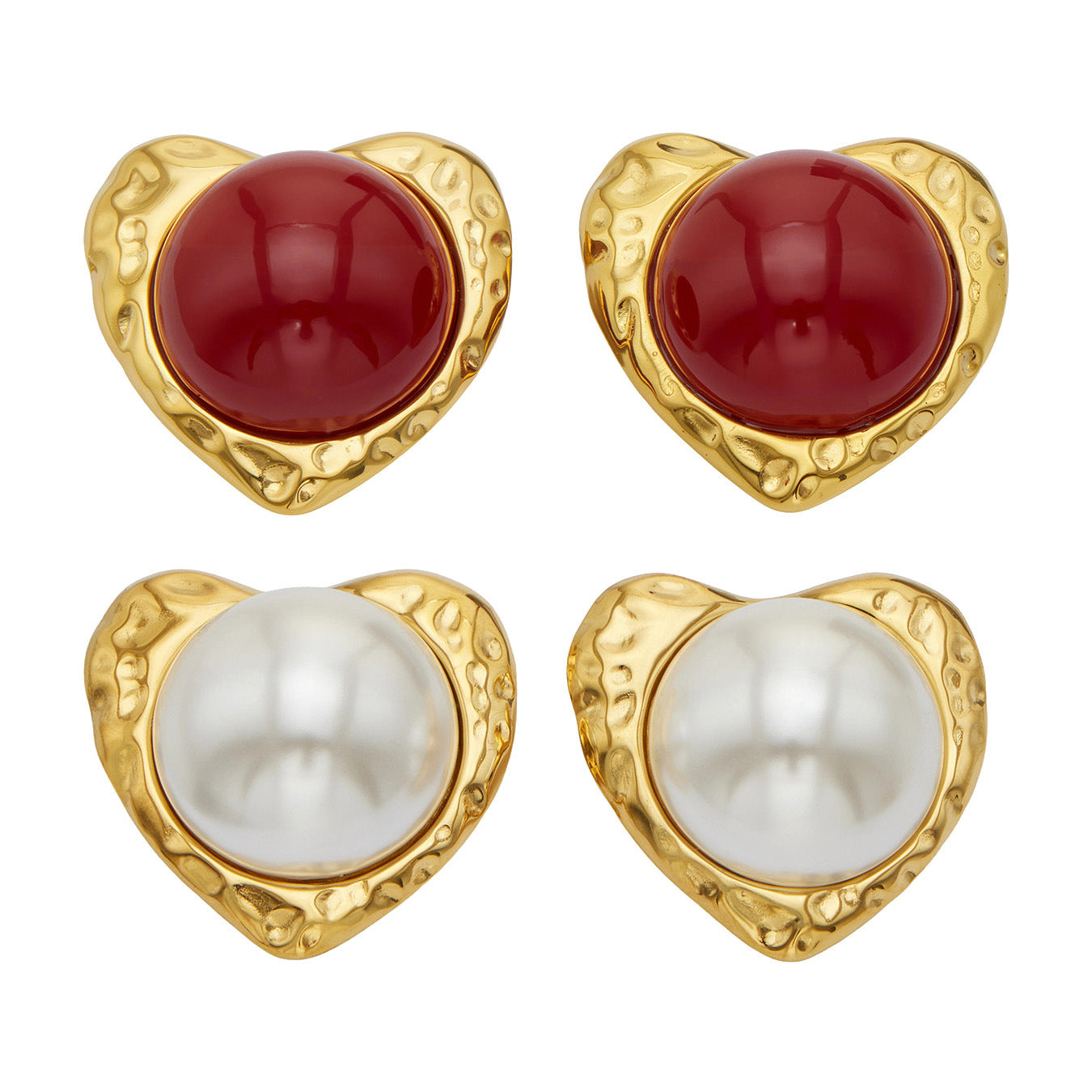 316L Stainless Steel 18K PVD Gold Heart Pearl Earrings made with 316L stainless steel and 18K PVD gold finish for wholesale jewelry buyers - image 9