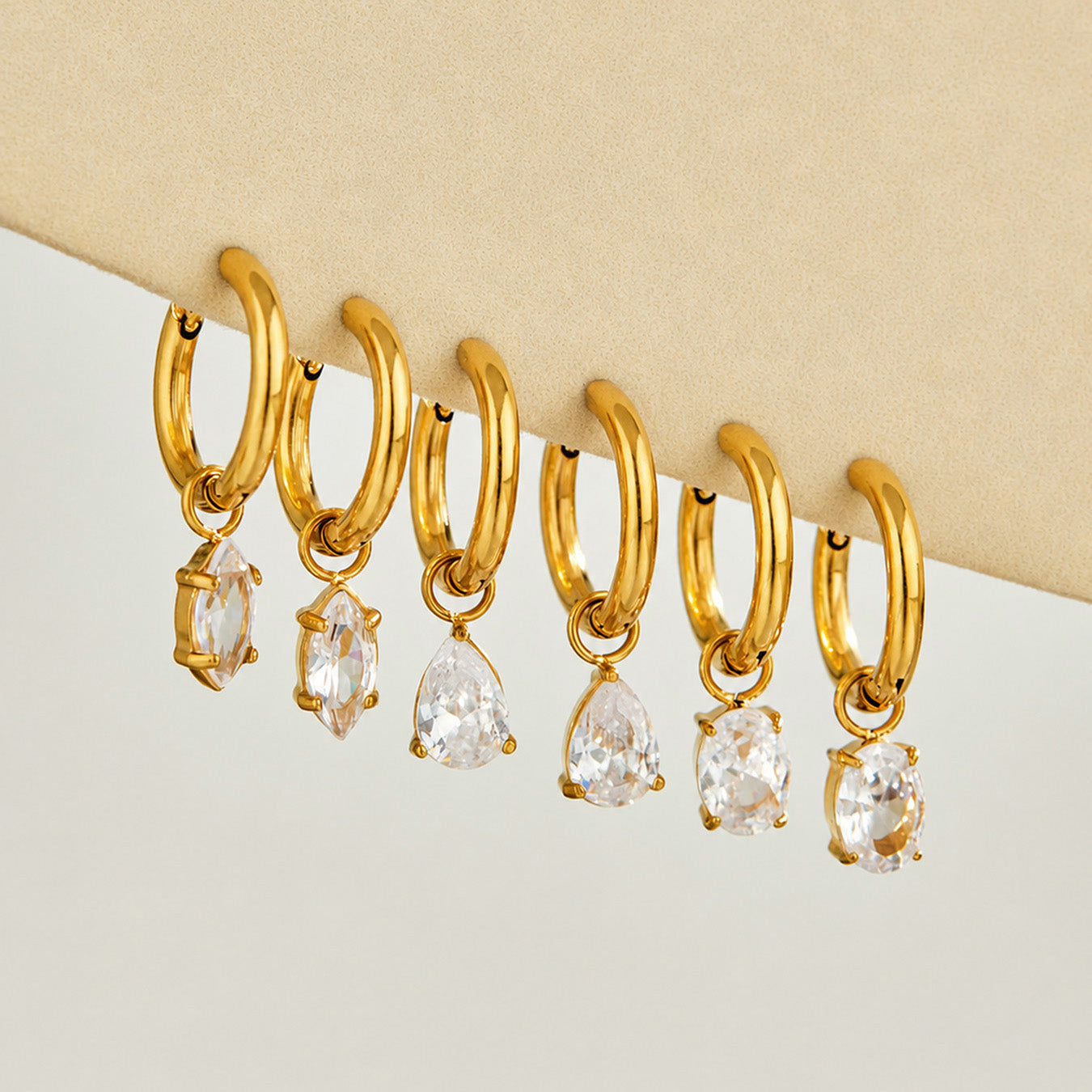 316L Stainless Steel 18K PVD Gold Heart Zircon Pendant Earrings made with 316L stainless steel and 18K PVD gold finish for wholesale jewelry buyers - image 19