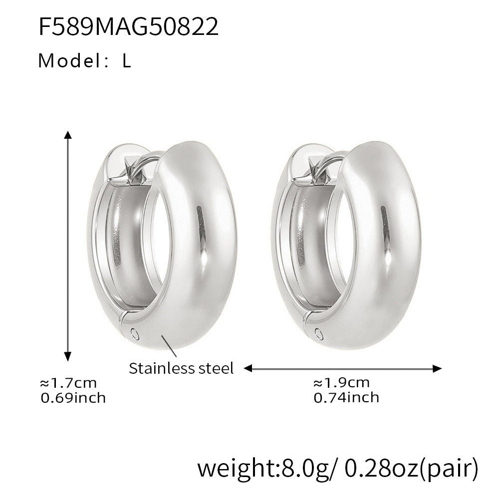316L stainless steel Mixed Metal Two-Tone Highly Polished Huggie Hoop Earrings side detail view for wholesale earrings buyers