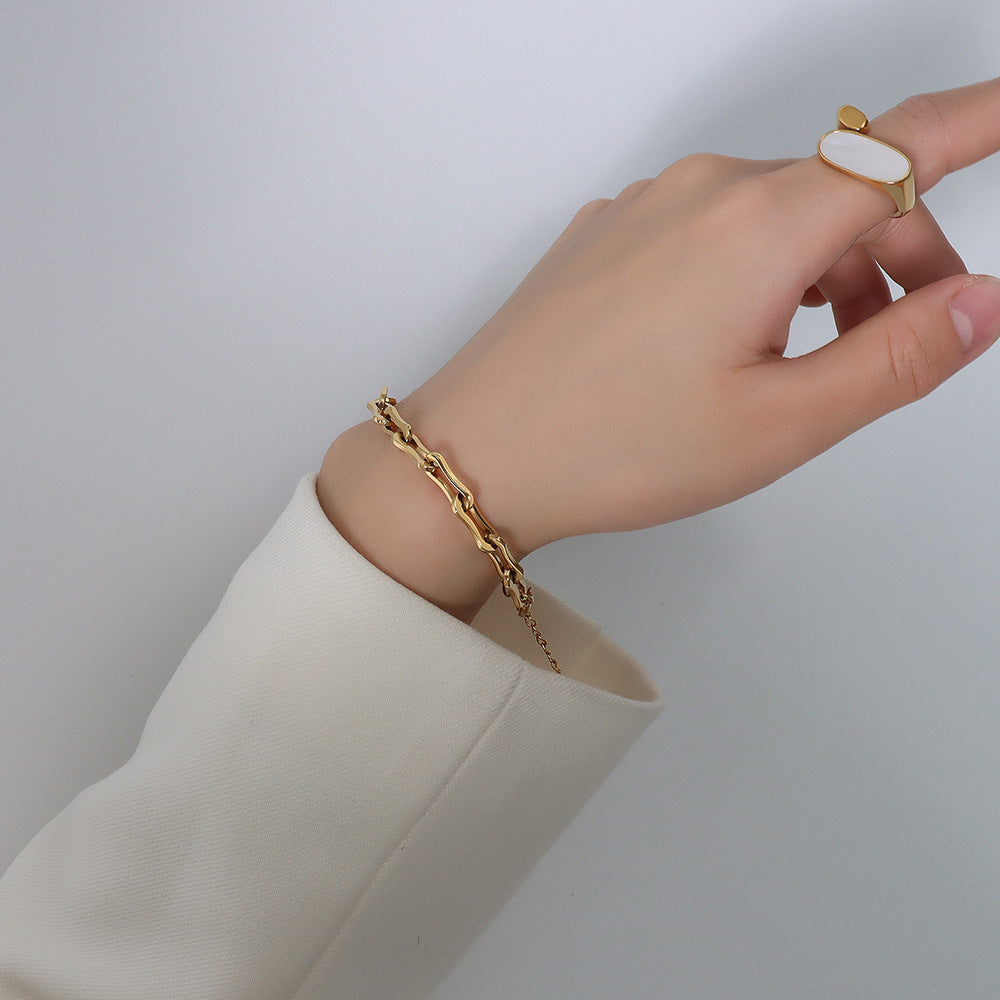 316L Stainless Steel 18K PVD Gold Hip-Hop Necklace and Bracelet Set made with 316L stainless steel and 18K PVD gold finish for wholesale jewelry buyers - image 6