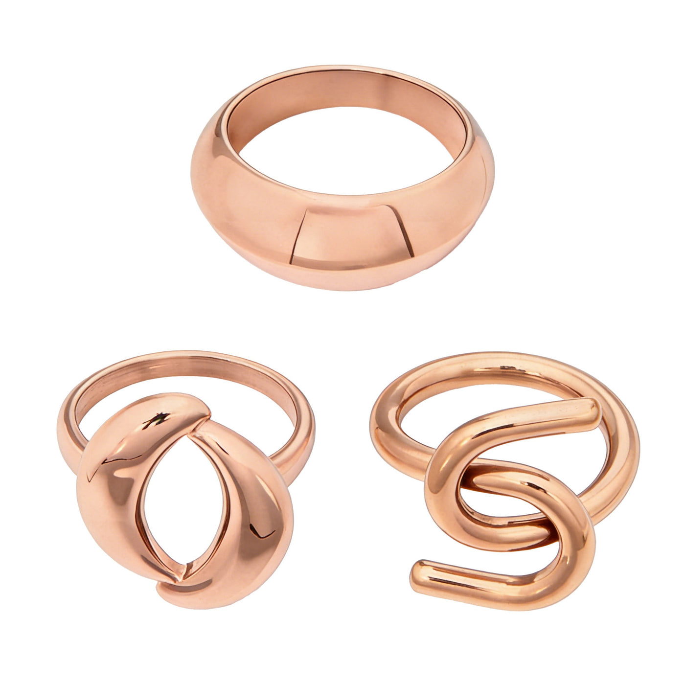 316L Stainless Steel Hypoallergenic Rings | Geometric Stackable Ring Set - Geometric Stackable Ring Set Minimalist Sensitive Skin Friendly - Detail 23