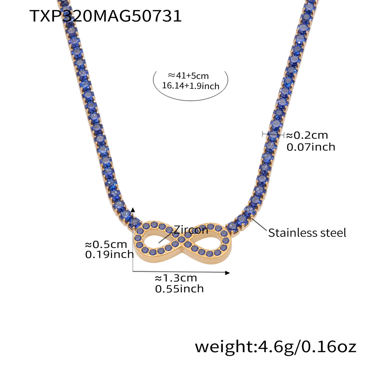 316L Stainless Steel Infinity Number 8 Zircon Jewelry Set - Image 5