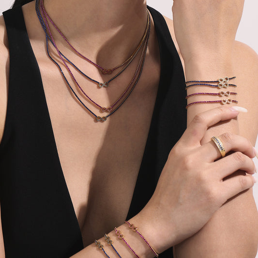 316L Stainless Steel Infinity Number 8 Zircon Jewelry Set - Image 8