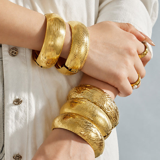 316L Stainless Steel 18K PVD Gold Irregular Bangle made with 316L stainless steel and 18K PVD gold finish for wholesale jewelry buyers - image 13