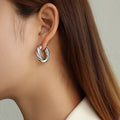 Silver / French Twist Chunky Hoop