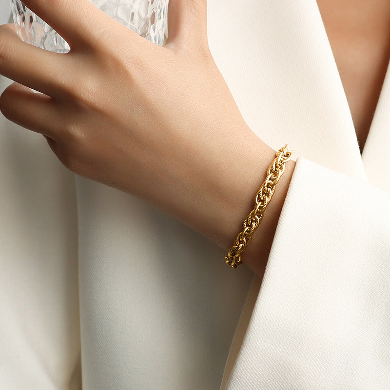 316L Stainless Steel Italian Inspired Twist Braided Chain Necklace & Bracelet - Image 9
