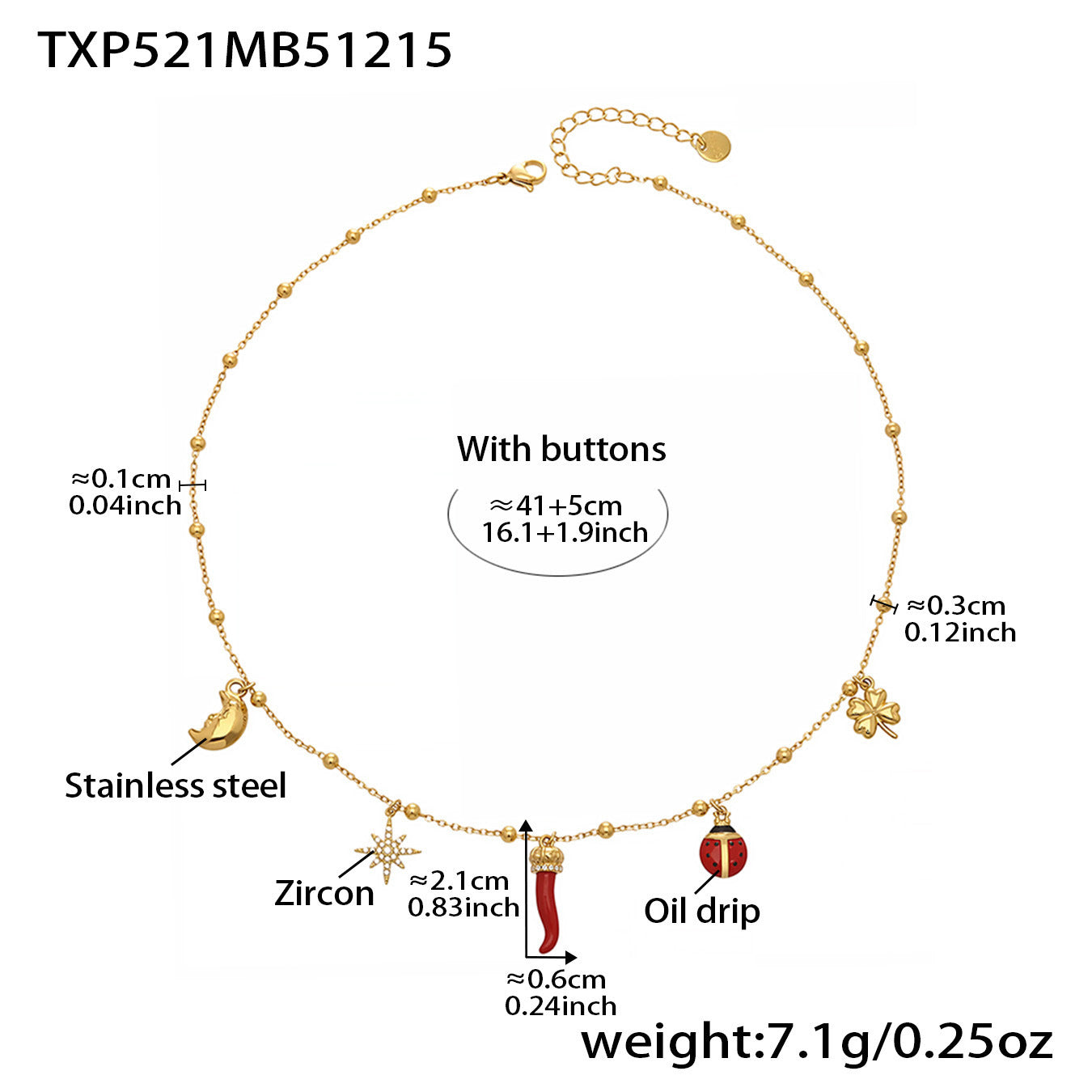 316L Stainless Steel Lucky Charm DIY Necklace & Bracelet Set | 18K PVD Gold