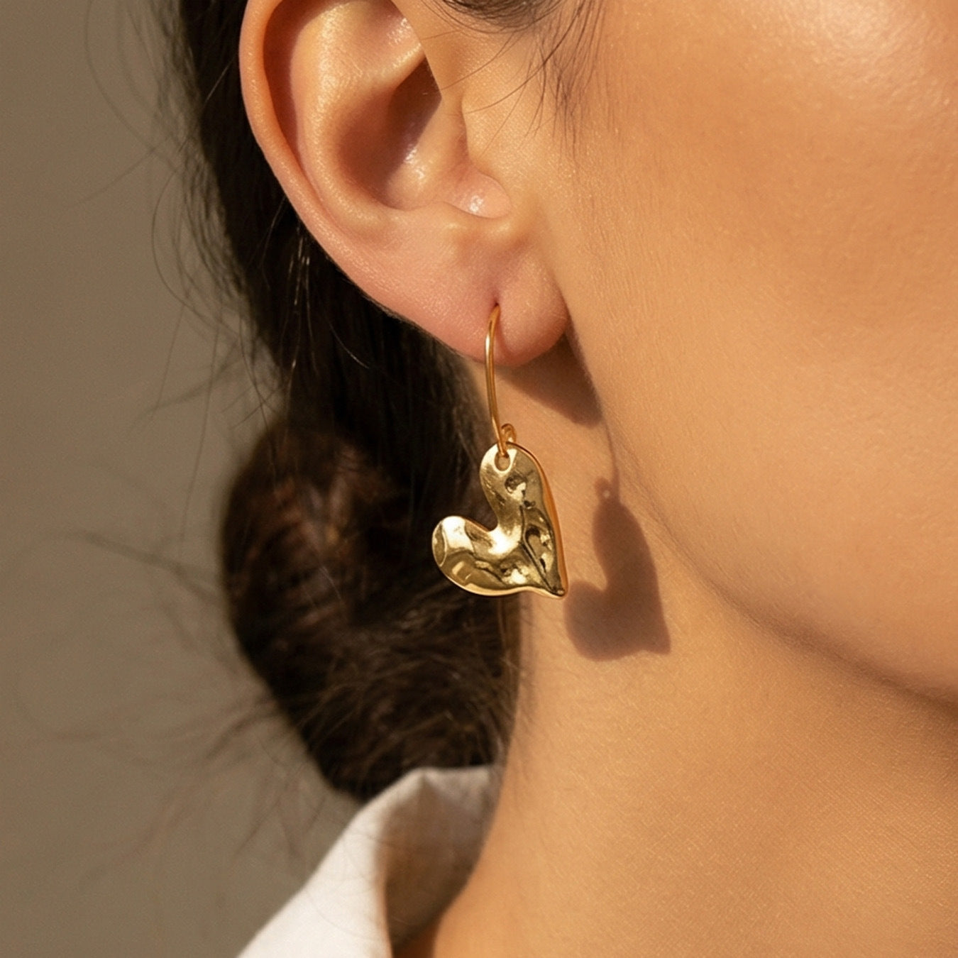 316L Stainless Steel Matte Heart Dangle Earrings - Image 2