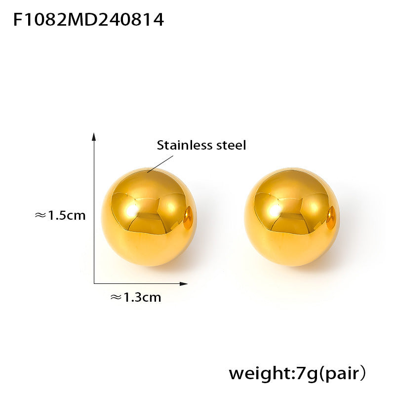 316L Stainless Steel Minimalist Half-Round Hollow Ball Earrings - Image 2