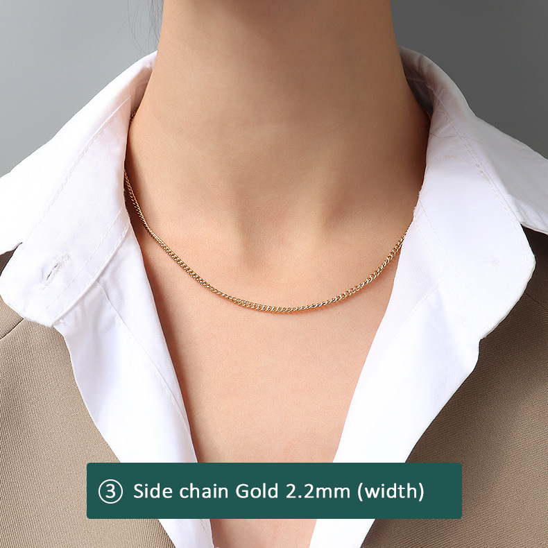 316L stainless steel 18K Gold Plated Minimalist Layering Chain Necklaces color option display for wholesale necklace buyers
