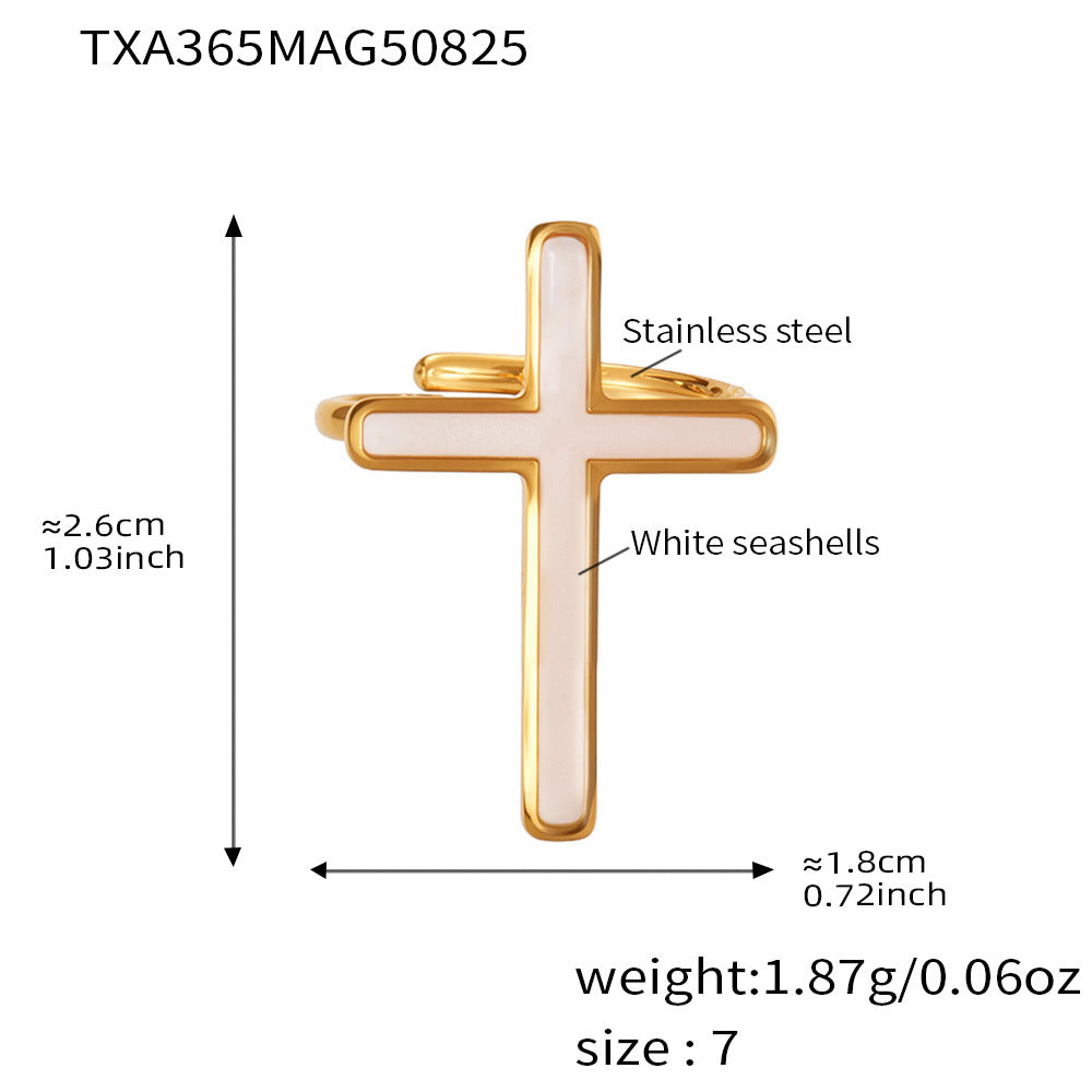 316L Stainless Steel Mother-of-Pearl Cross Jewelry Collection - Image 12