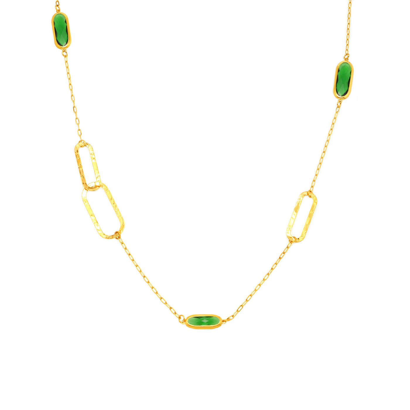 316L Stainless Steel Multi-Faceted Geometric Clear Glass Double Layer Collarbone Necklace - Image 6