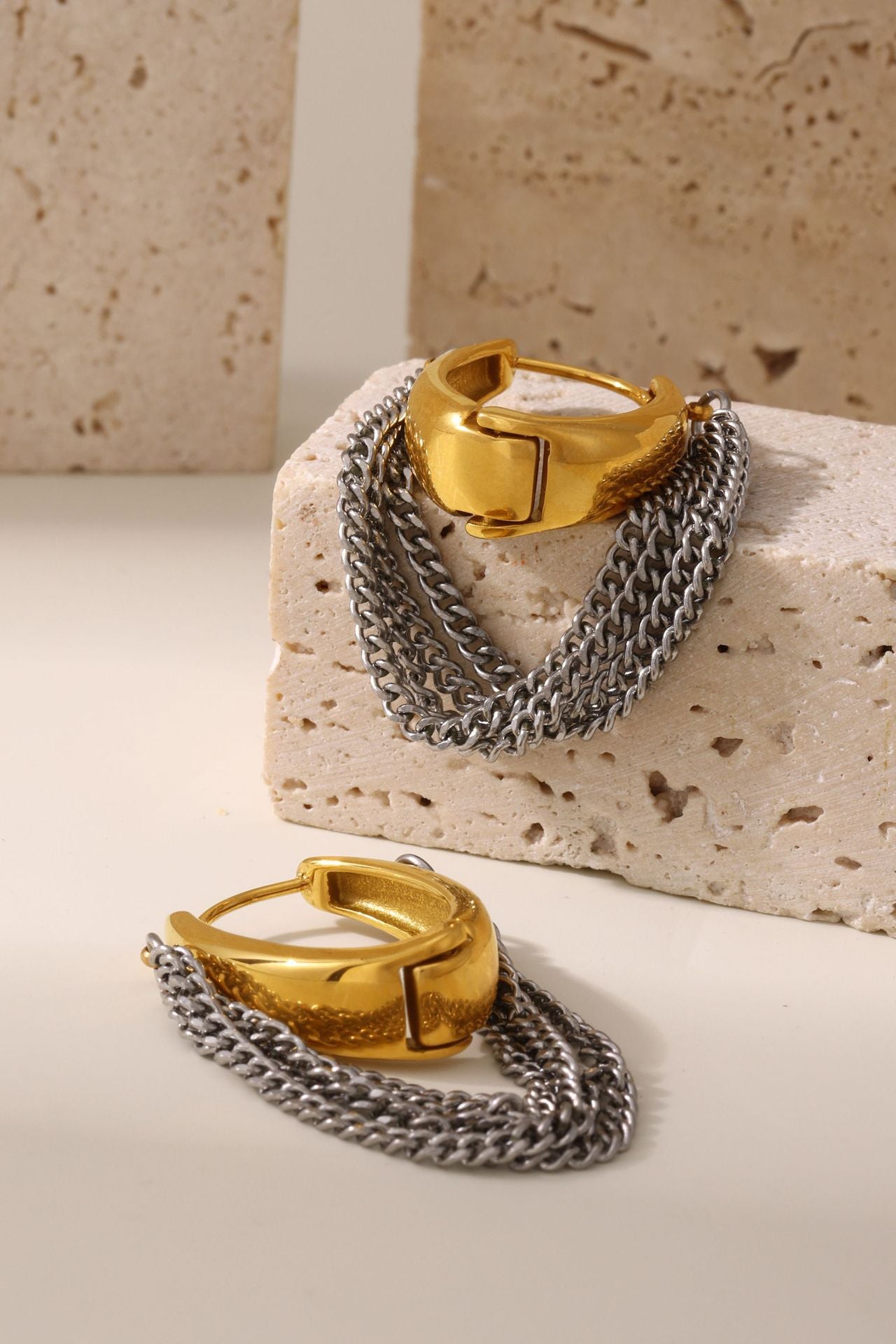 316L Stainless Steel Multi-layer Chain Tassel Earrings - Image 12