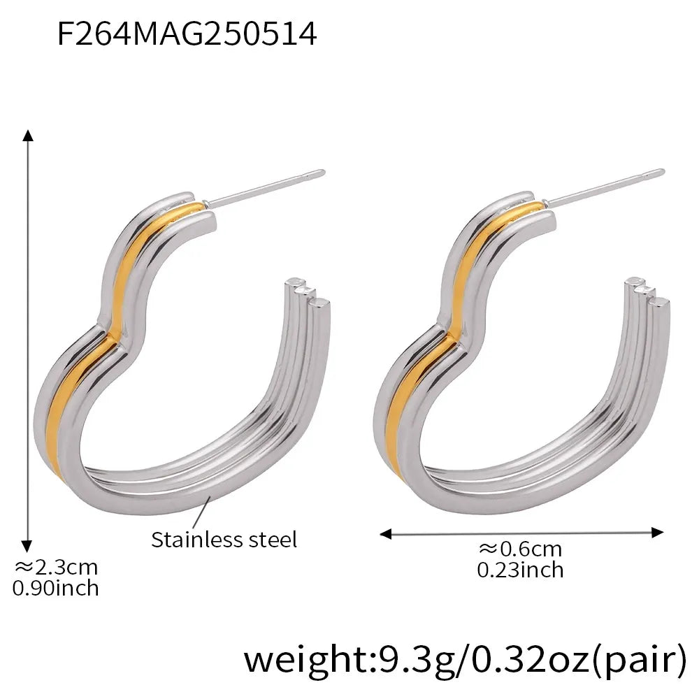 316L Stainless Steel Multi-Layer Geometric Hoop Earrings - Image 17