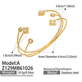 A Flower Zircon Gold Open Ring / Bangle
