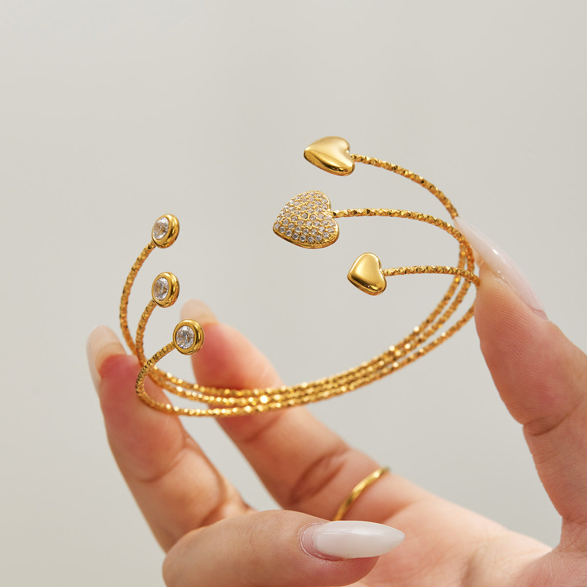 316L Stainless Steel 18K PVD Gold Multi-Layer Open Bangle made with 316L stainless steel and 18K PVD gold finish for wholesale jewelry buyers - image 26