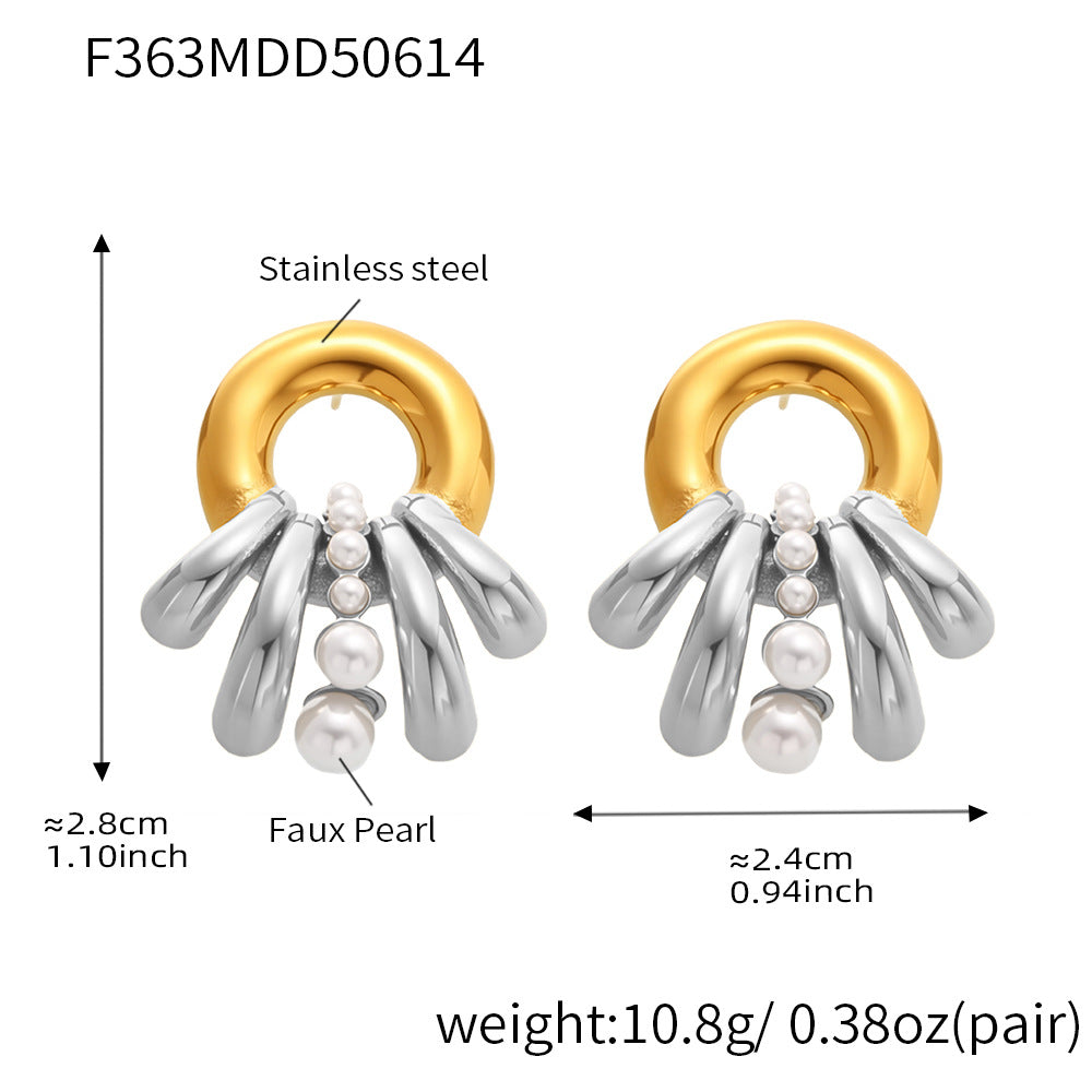 316L Stainless Steel Multi-Layer Shell Pearl Earrings - Image 8