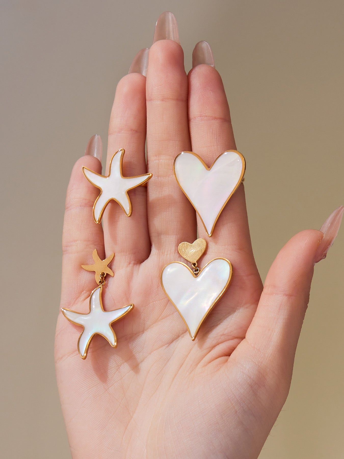 316L Stainless Steel Natural Mother-of-Pearl Heart & Starfish Enamel Jewelry Collection - Image 13