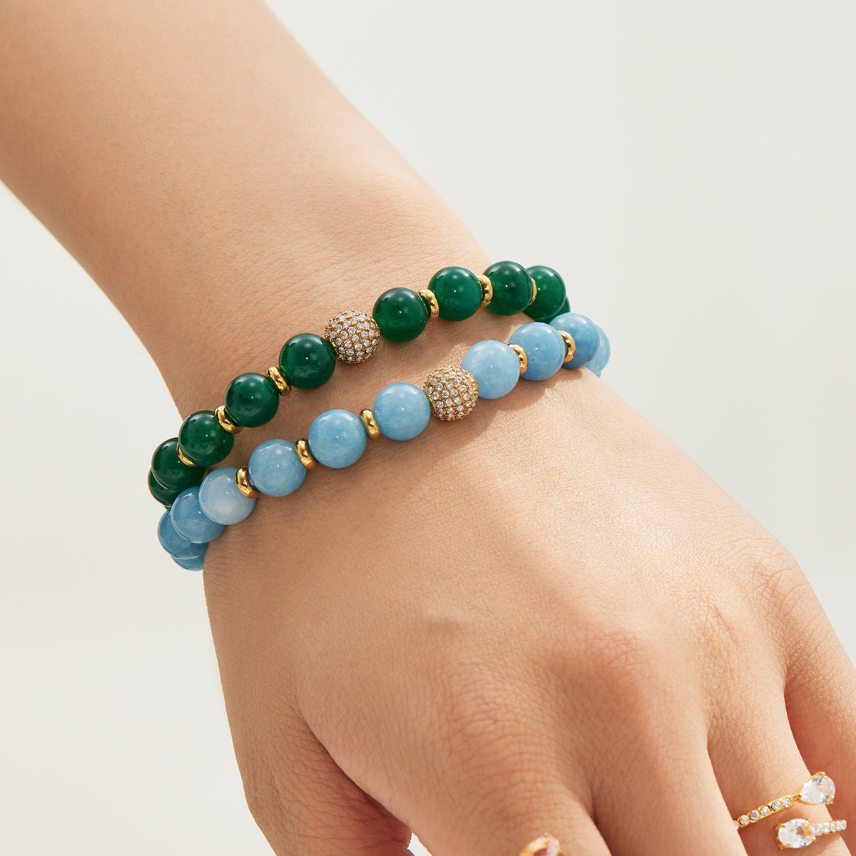 316L Stainless Steel 18K PVD Gold Natural Stone Beaded Bracelet made with 316L stainless steel and 18K PVD gold finish for wholesale jewelry buyers - image 32