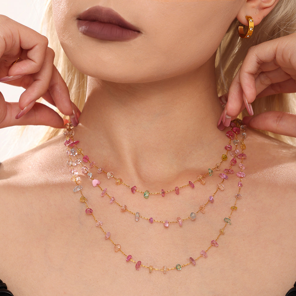 316L Stainless Steel 18K PVD Gold Natural Stone Crystal Necklace made with 316L stainless steel and 18K PVD gold finish for wholesale jewelry buyers - image 6
