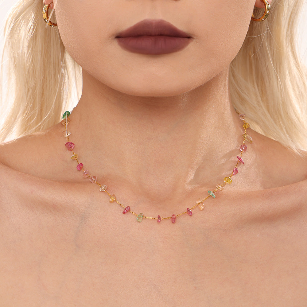 316L Stainless Steel 18K PVD Gold Natural Stone Crystal Necklace made with 316L stainless steel and 18K PVD gold finish for wholesale jewelry buyers - image 7
