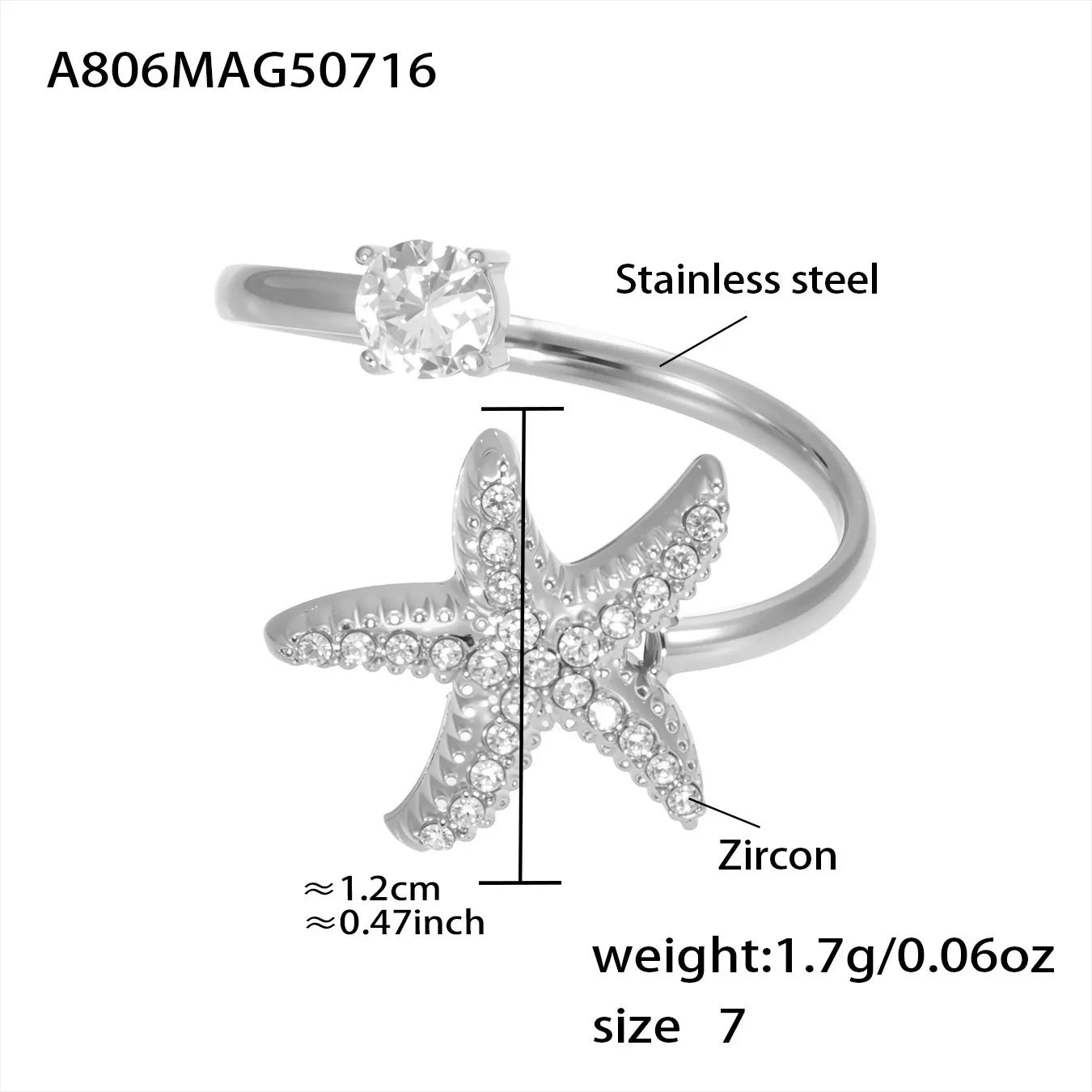 316L Stainless Steel Ocean Charm Zircon Ring Collection - Image 13