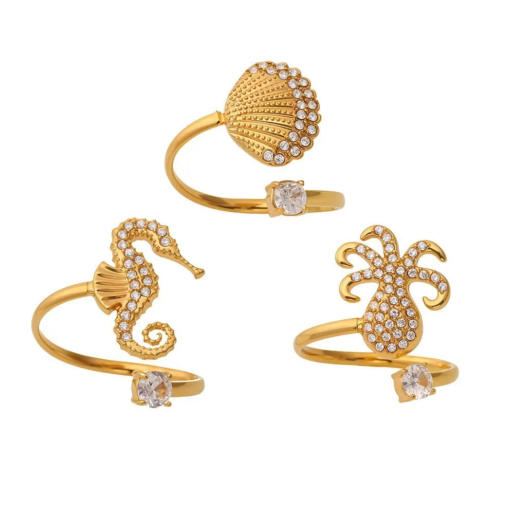 316L Stainless Steel Oceanic Zircon Statement Ring - Image 5