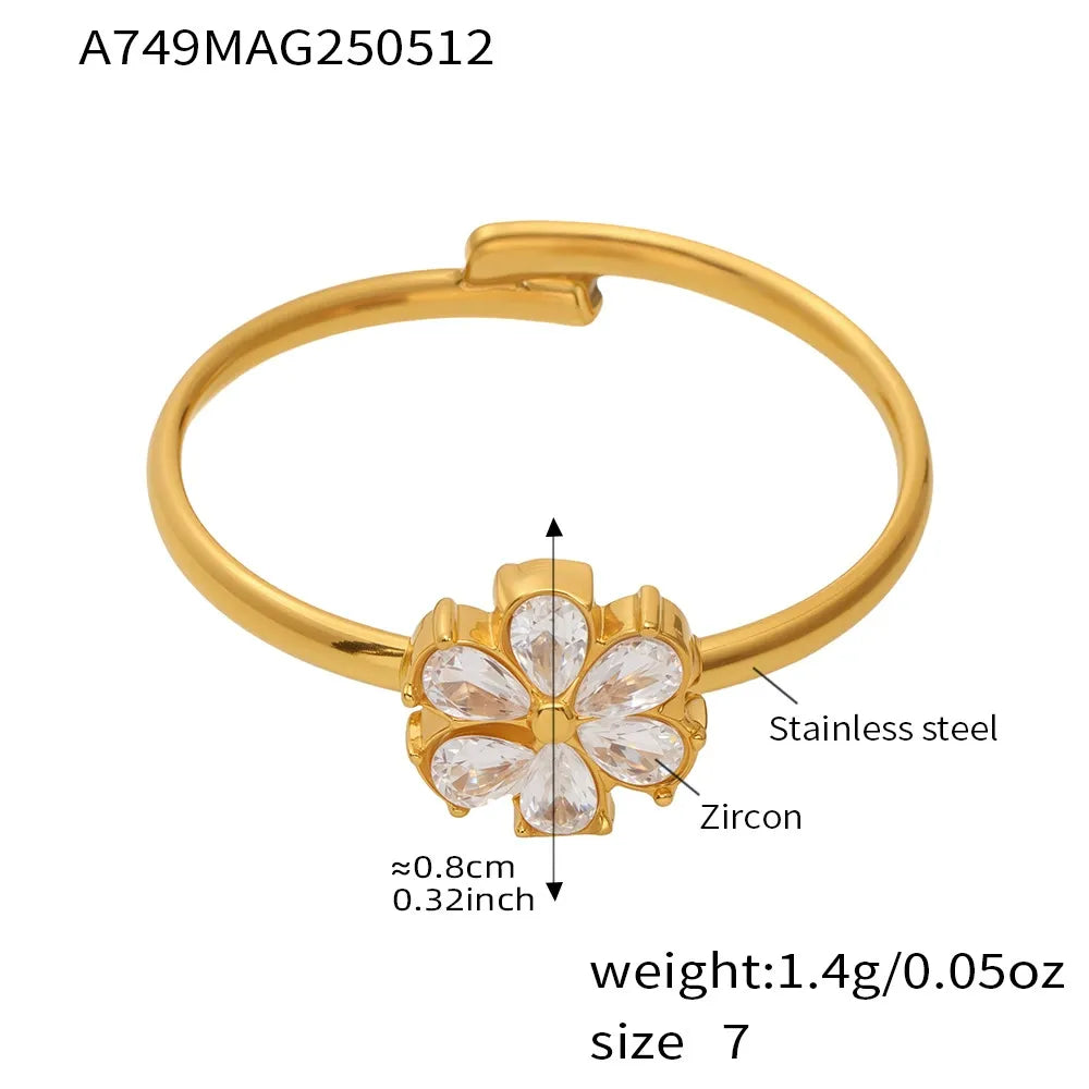 316L Stainless Steel Pavé 5A Zirconia Stacking Ring - Image 2