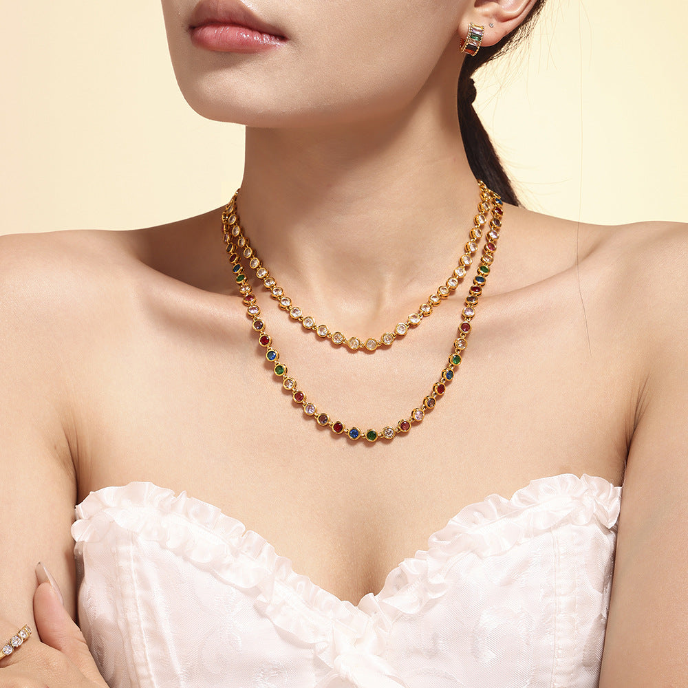 316L Stainless Steel Pave 3A Zircon Colorful Bracelet & Necklace Collection - Image 18