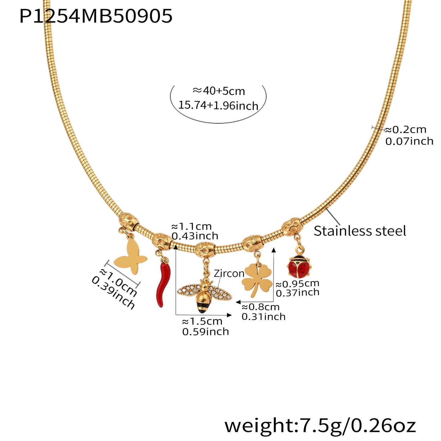 316L Stainless Steel Pave Zircon Interchangeable Charm Choker Necklace - Image 4