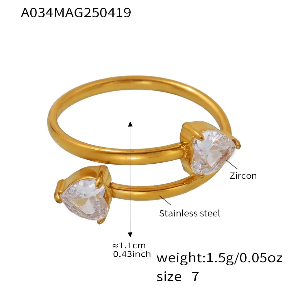 316L Stainless Steel Pave Zircon Statement Ring Set - Image 11