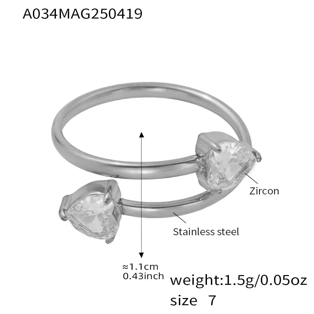 316L Stainless Steel Pave Zircon Statement Ring Set - Image 12