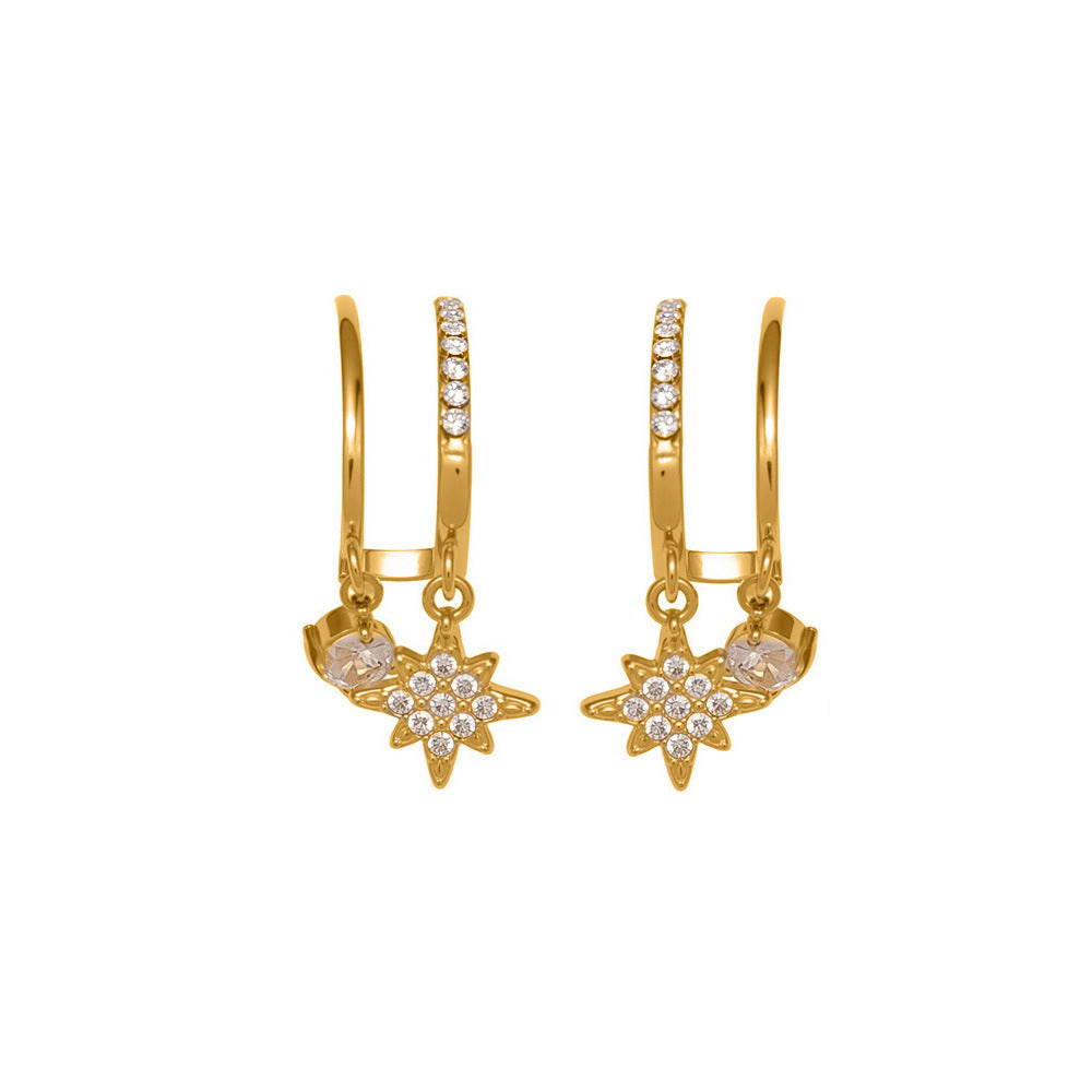 316L Stainless Steel Pave Zirconia Charm Huggies - Image 6
