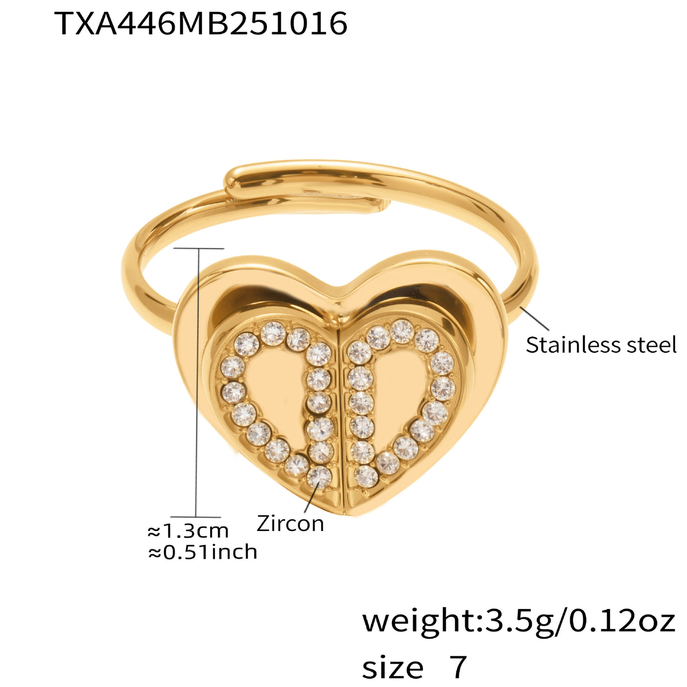 316L Stainless Steel Pave Zirconia Double Heart Jewelry - Image 9