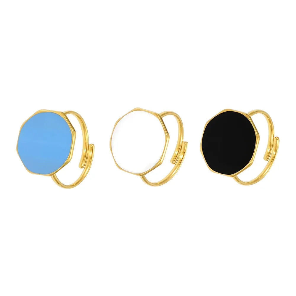316L Stainless Steel Personalized Classic Enamel Open Ring - Image 5